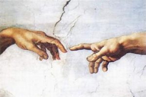 God gives the spark of life to Adam