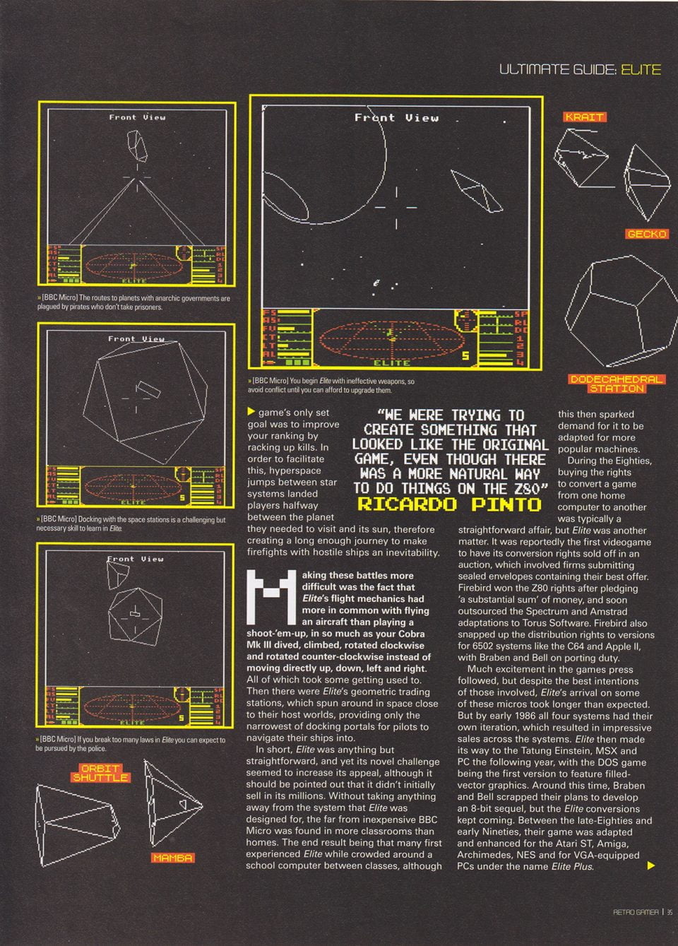 Elite conversion interview in Retro Gamer, Aug 2022—interview with Ricardo Pinto