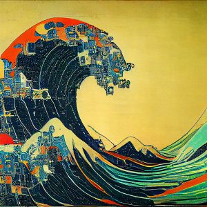 Hokusai's Great Wave transformed electronically